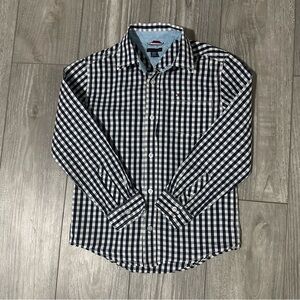 Boys Tommy Hilfiger Navy and White Checkered button down Shirt size S (8/10)